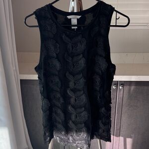 H&M Black Floral Textured Blouse